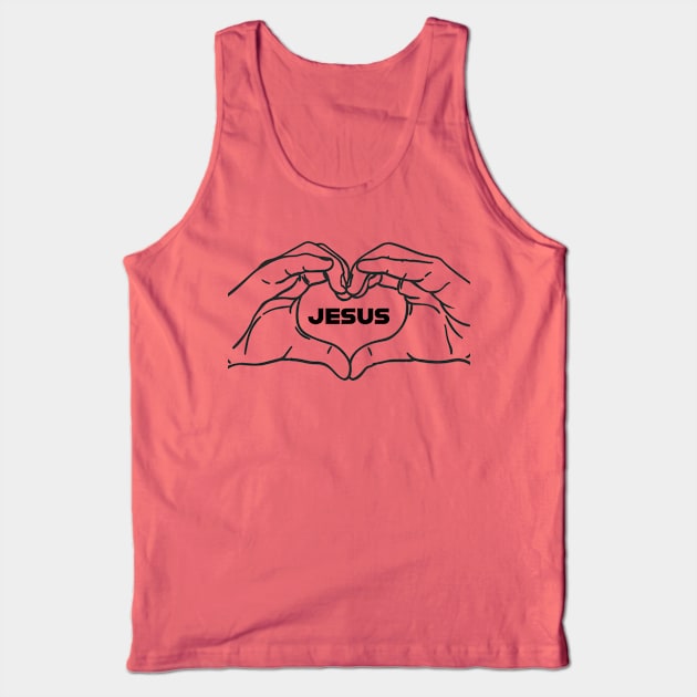 I love Jesus, Jesus Love, Love Hand Gesture Tank Top by ChristianLifeApparel